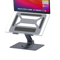 SOPORTE PARA LAPTOP GIRA 360° CON PUERTOS USB, COLOR GRIS ESPACIAL